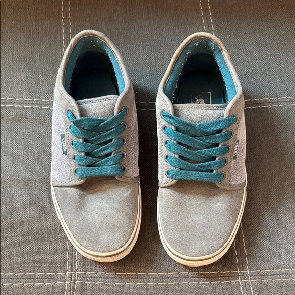 Vans Shoes - Vans Chukka Lows Gray Suede and Dark Teal Laces